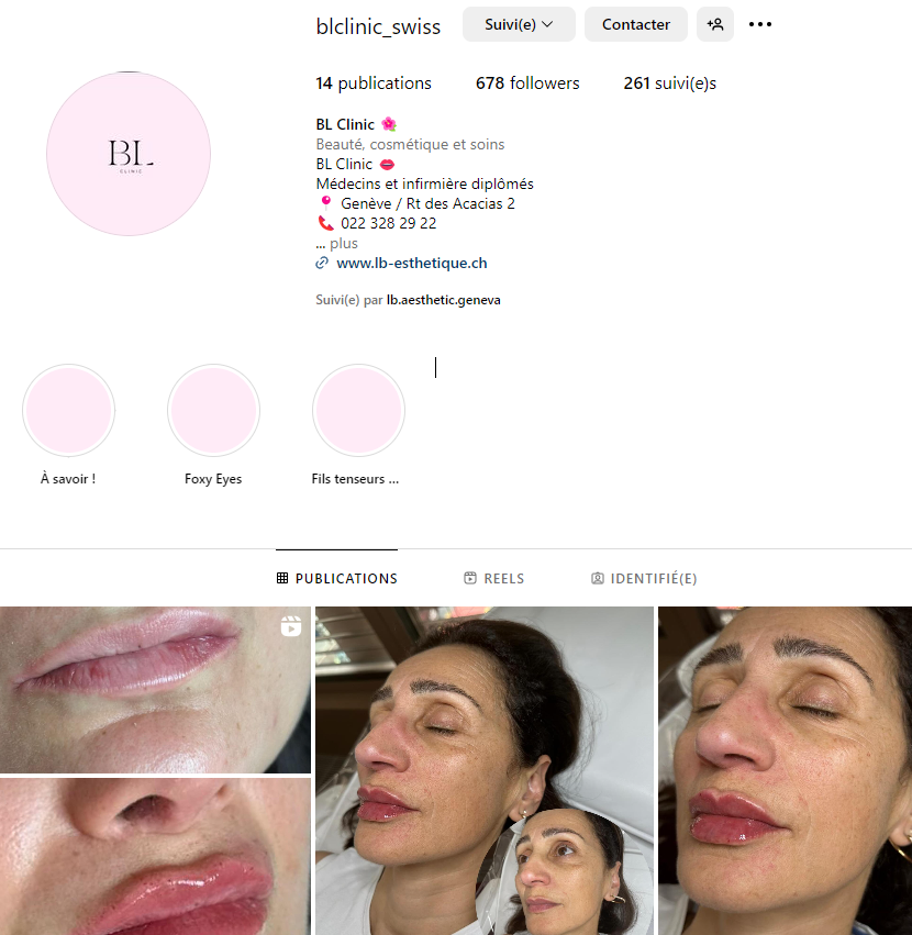 instagram de bl clinic et lb esthetique